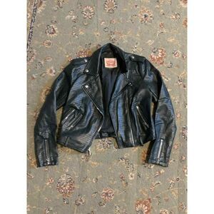 Levi Strauss & Co Green Leather Fall Moto Jacket, size S